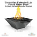 Corinthian Extended Lip Fire & Water Bowl Artisan Series in Powder Coated - Majestic Fountains