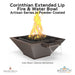 Corinthian Extended Lip Fire & Water Bowl Artisan Series in Powder Coated - Majestic Fountains