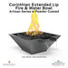 Corinthian Extended Lip Fire & Water Bowl Artisan Series in Powder Coated - Majestic Fountains
