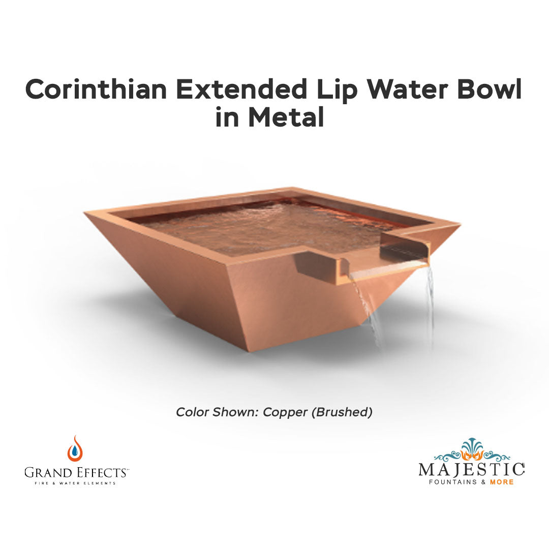 Corinthian Extended Lip Water Bowl in Metal - Majestic Fountains
