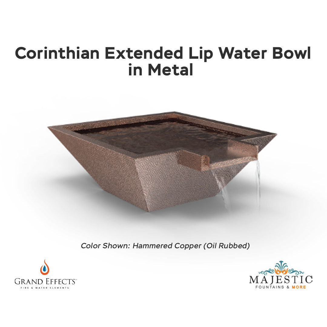 Corinthian Extended Lip Water Bowl in Metal - Majestic Fountains