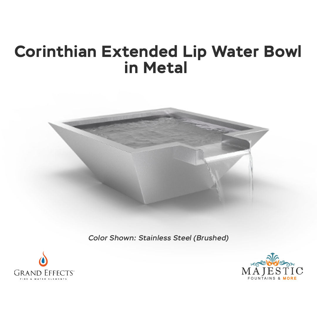 Corinthian Extended Lip Water Bowl in Metal - Majestic Fountains