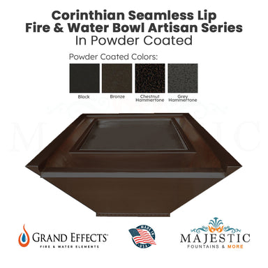 Corinthian Seamless Lip Fire & Water Bowl Artisan Series - Majestic Fountains