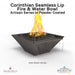 Corinthian Seamless Lip Fire & Water Bowl Artisan Series Powder Coated - Majestic Fountains