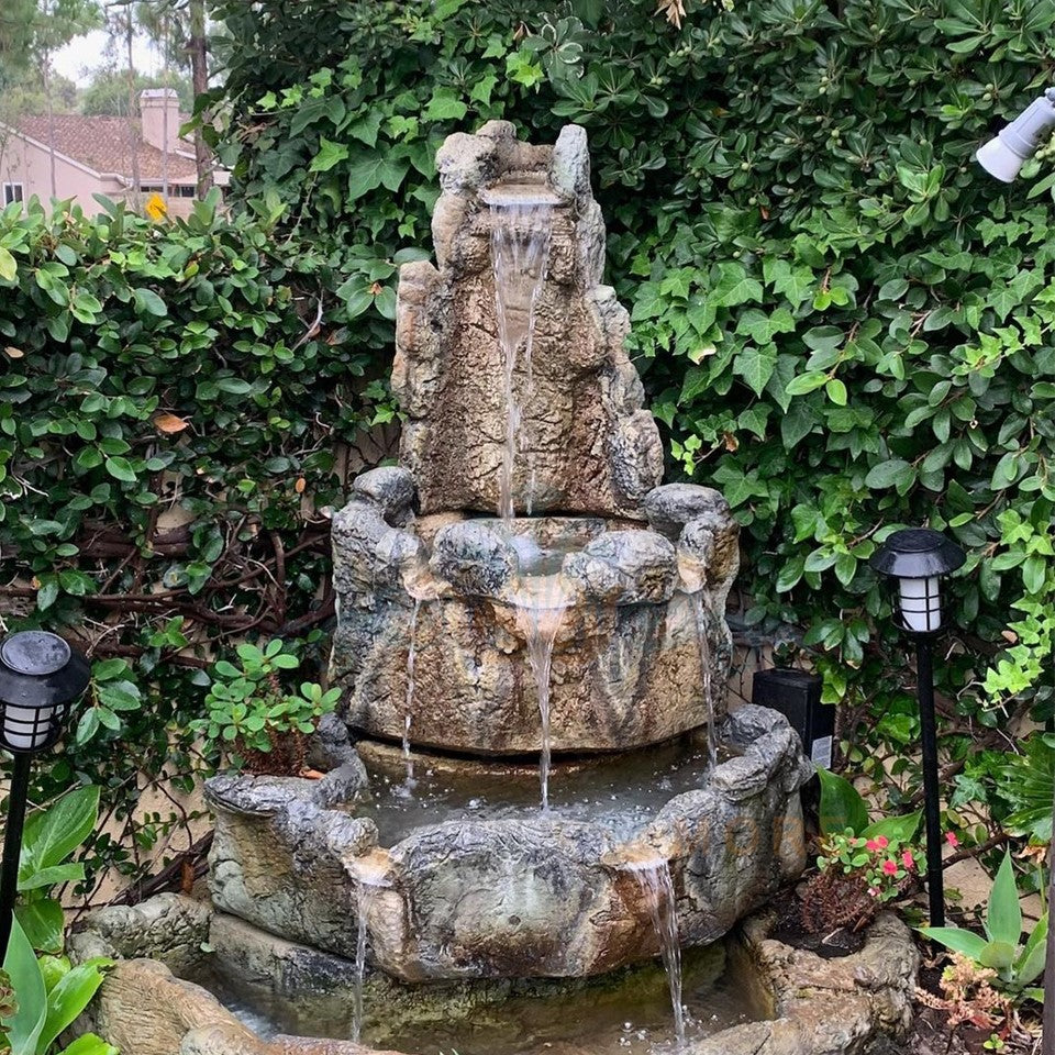 Corner Rock Fountain in Cast Stone - Fiore Stone 2041-F - Majestic Fountains and More