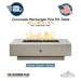 Coronado Rectangle Fire Pit table in Pewter Powder Coated Steel - Majestic Fountains