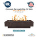 Coronado Rectangle Fire Pit table in java Powder Coated - Majestic Fountains and More