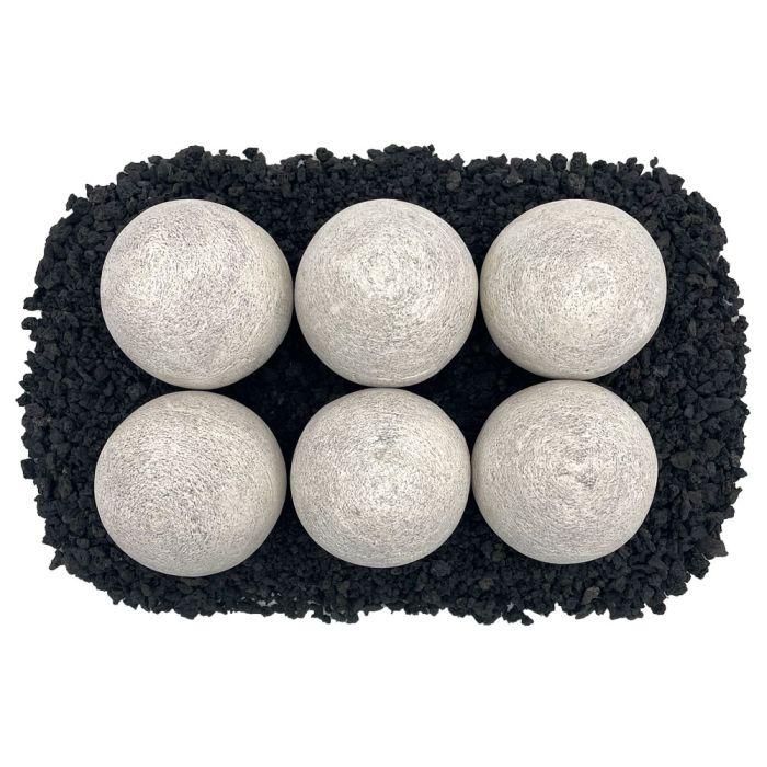 Cottage White Lite Stone Fire Balls - Set of 6 - Majestic Fountains and More