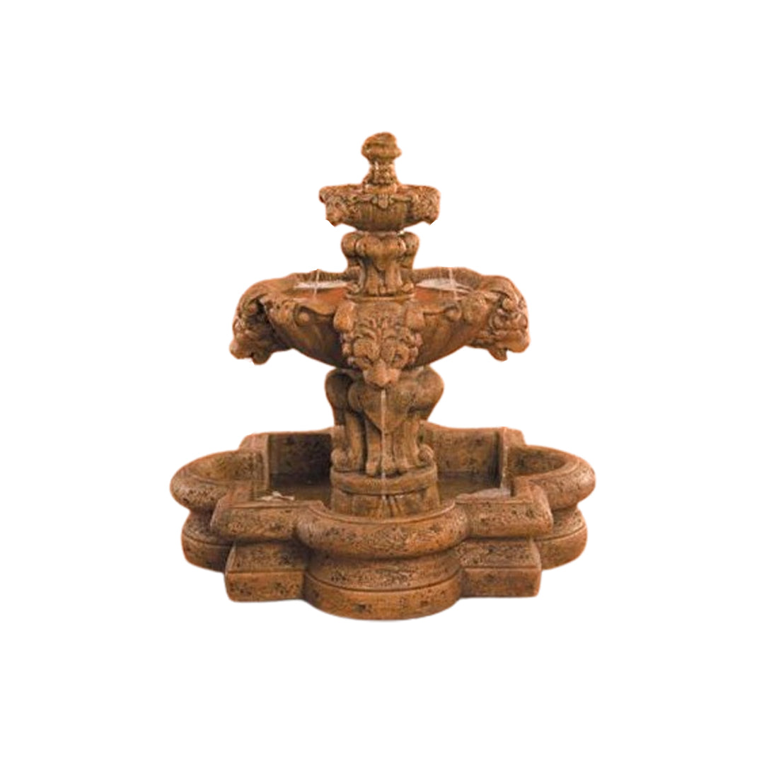 Courtyard Fleur De Lis Fountain in Cast Stone - Fiore Stone LG156-F