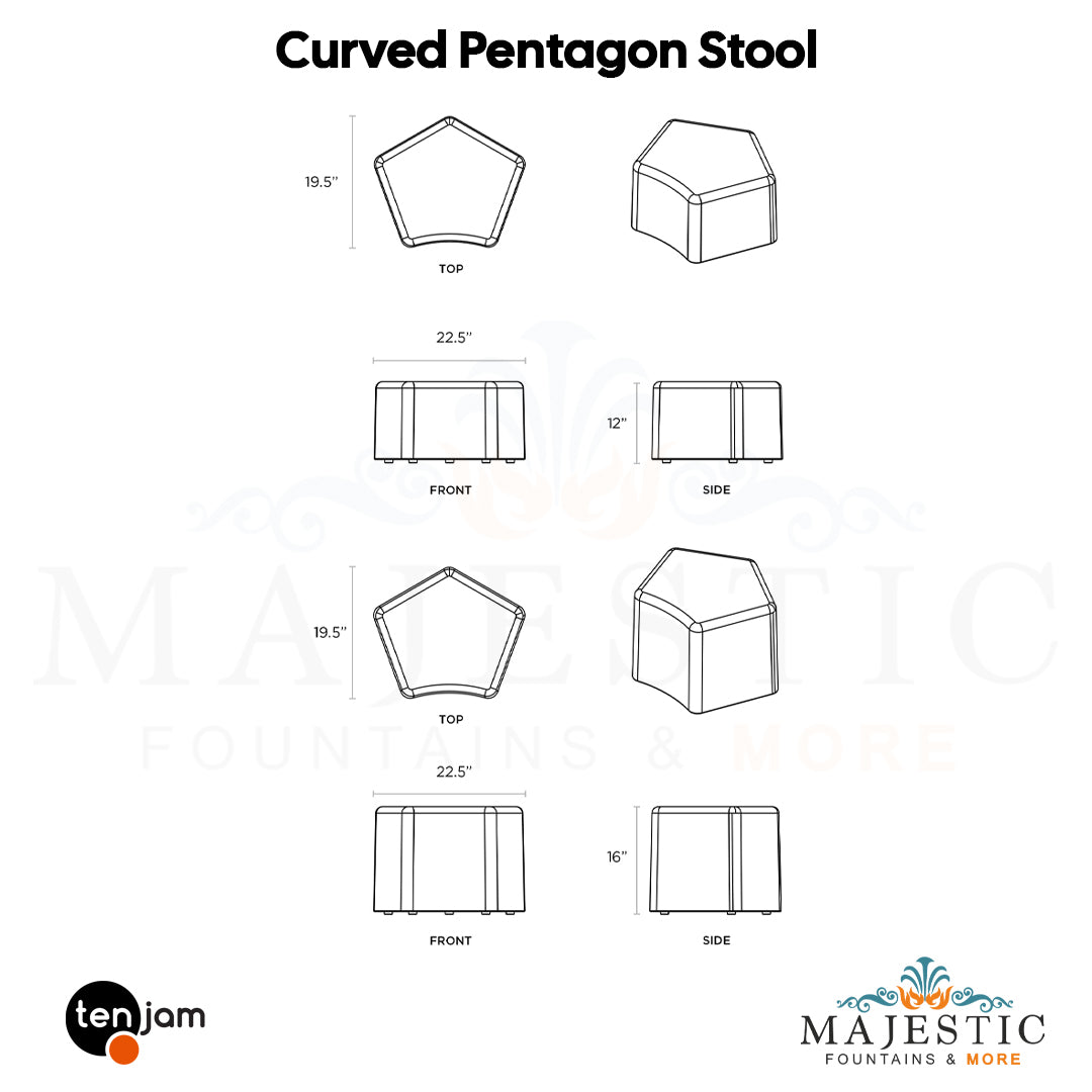 Curved Pentagon Stool  - Majestic Fountains
