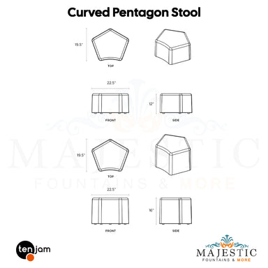 Curved Pentagon Stool  - Majestic Fountains