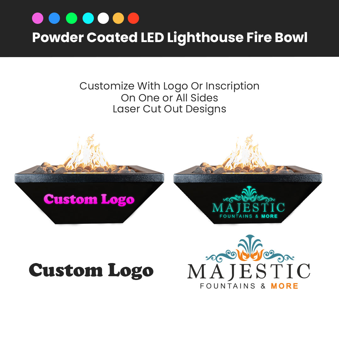 Made in the USA Lighthouse Fire Bowl in Powder Coated - Majestic Fountains