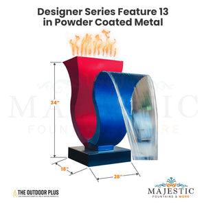 Designer Series Feature 13 Fire and Water Scupper in Powder Coated Metal by The Outdoor Plus - Majestic Fountains and More