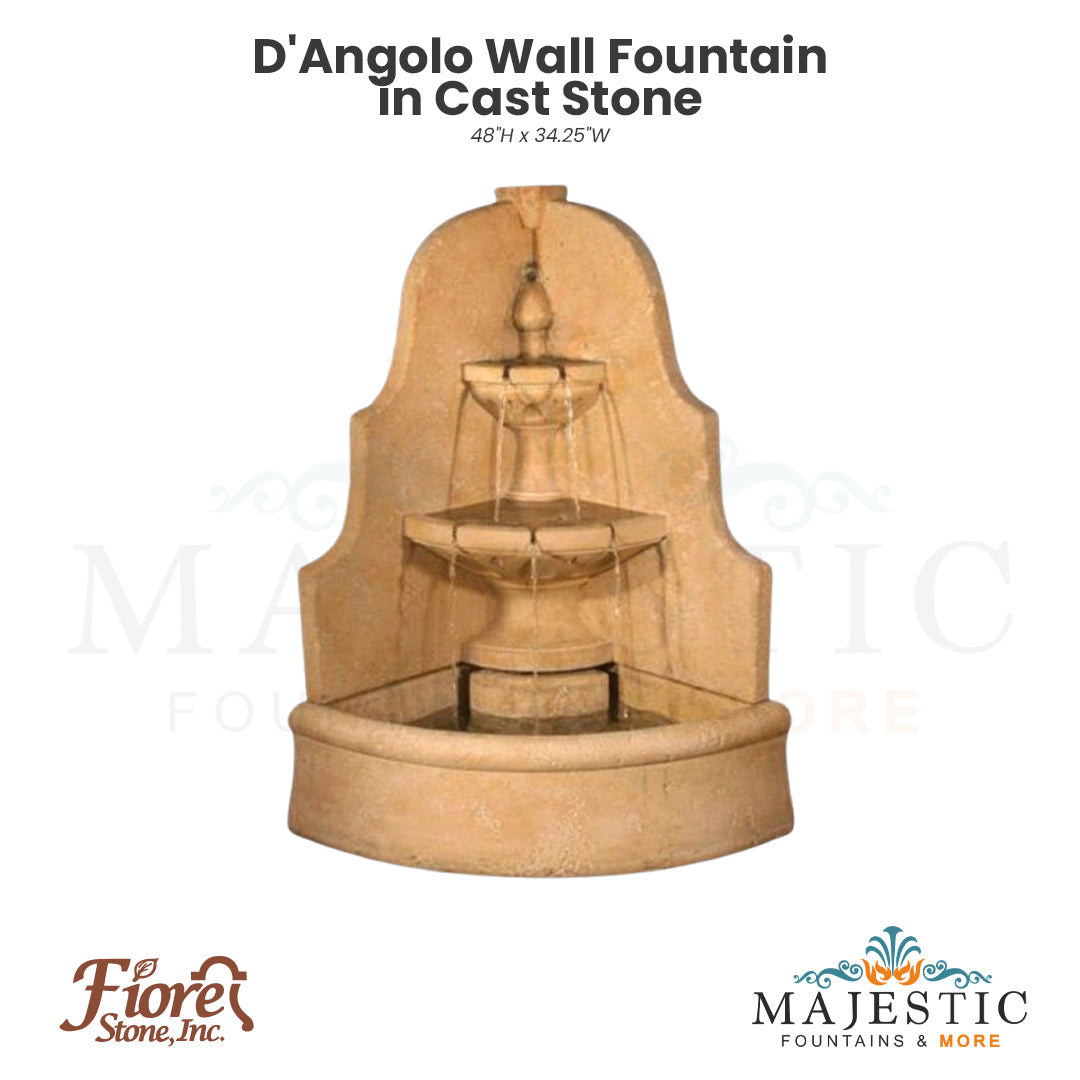 D'Angolo Wall Fountain in Cast Stone - Fiore Stone LG149-FCW - Majestic Fountains