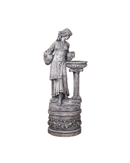 Dafne with Birdbath Statue and Pedestal - #877 - Majestic Fountains