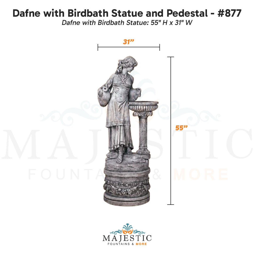 Dafne with Birdbath Statue and Pedestal - #877 - Majestic Fountains
