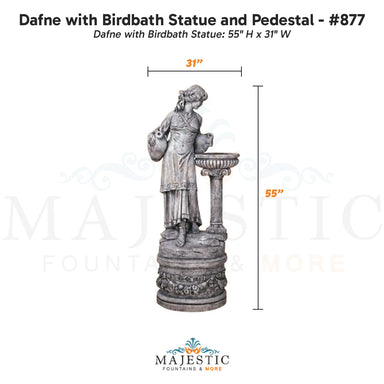 Dafne with Birdbath Statue and Pedestal - #877 - Majestic Fountains