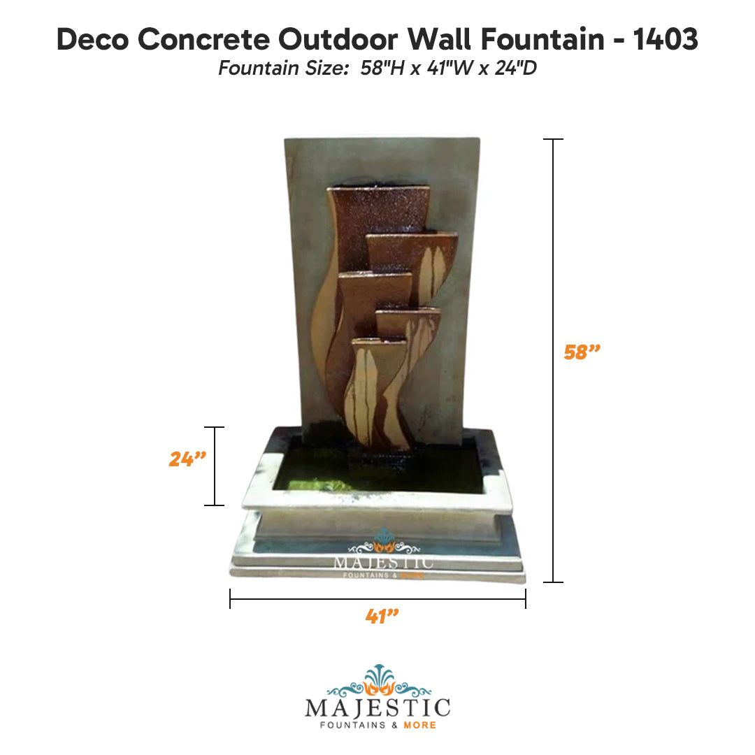 Deco Concrete Outdoor Wall Fountain - 1403 - Majestic Fountains