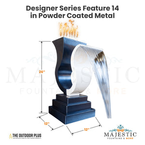 Designer Series Feature 14 Fire and Water Scupper in Powder Coated Metal by The Outdoor Plus - Majestic Fountains and More