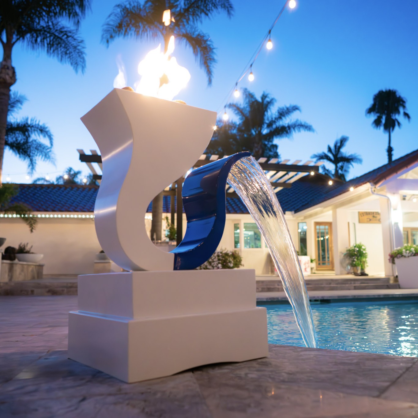 Designer Series Feature 14 Fire and Water Scupper in Powder Coated Metal by The Outdoor Plus