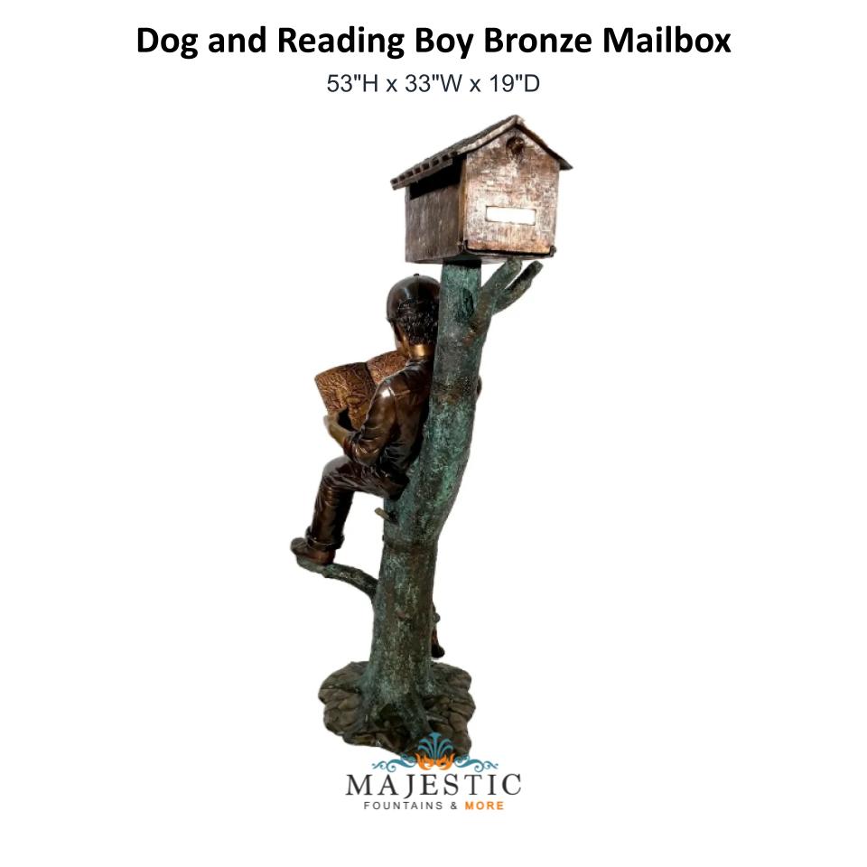 Dog and Reading Boy Bronze Mailbox