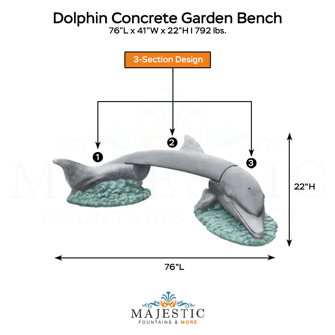 Dolphin Bench - Majestic Fountains and More