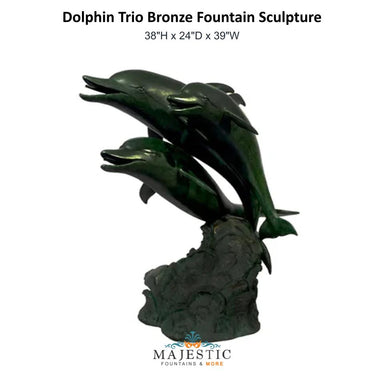 Dolphin Trio Bronze Fountain Sculpture - Majestic Fountains and More