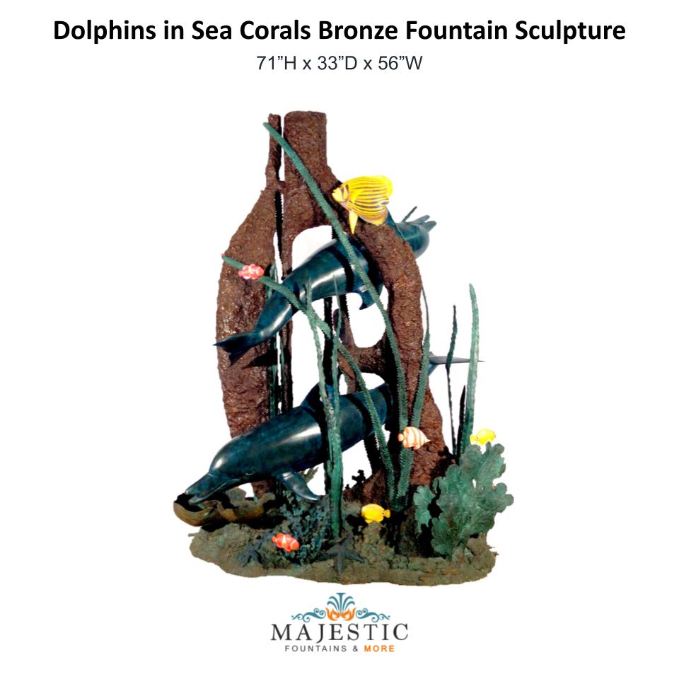 Dolphins in Sea Corals Bronze Fountain Sculpture