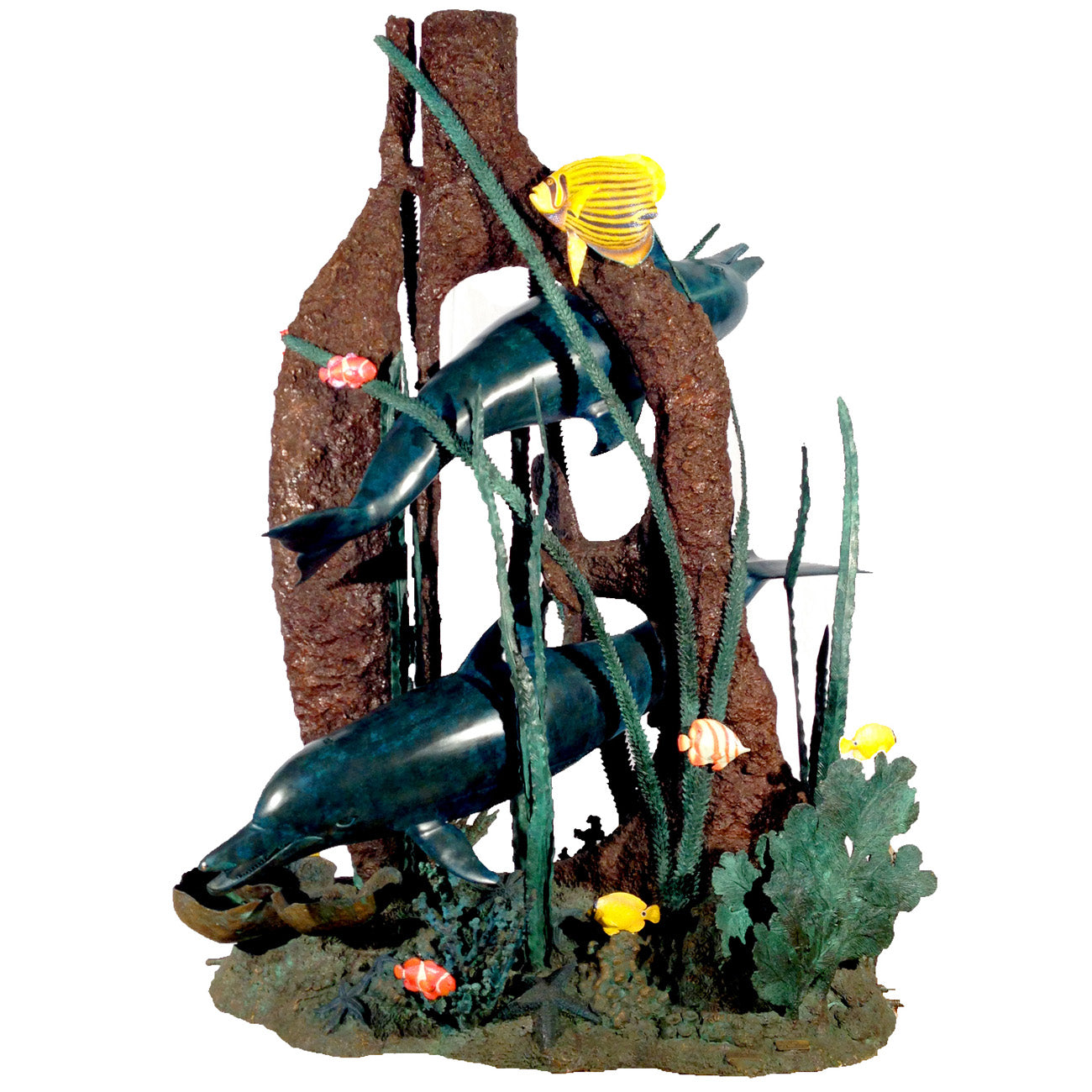 Dolphins in Sea Corals Bronze Fountain Sculpture