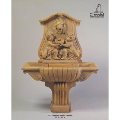 Donatello Lavabo Lion Head Concrete Outdoor Wall Fountain - 103 - Majestic Fountains