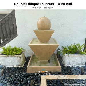 Double Oblique Fountain With Ball by Gist - Majestic Fountains and More