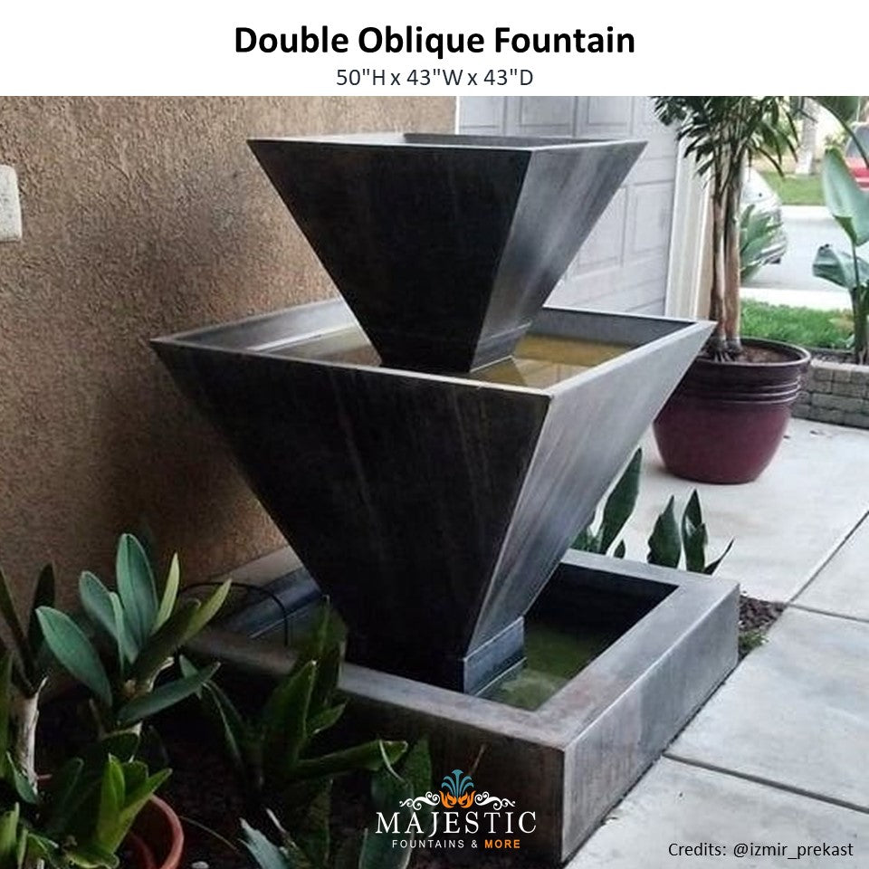 Double Oblique Fountain in  GFRC Concrete - Majestic Fountains and More.