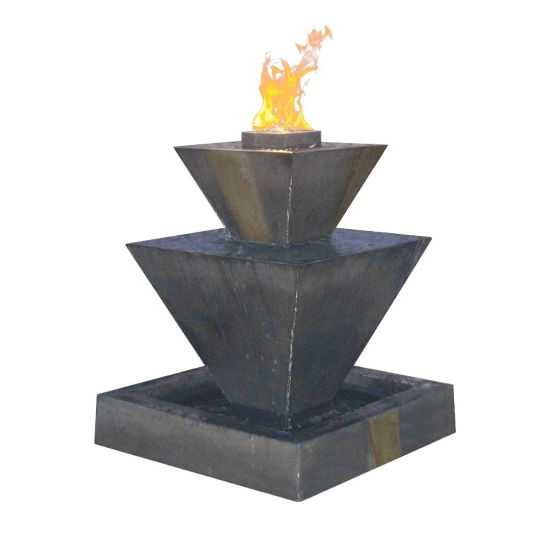 Double Oblique Fire Fountain in GFRC Concrete - Majestic Fountains