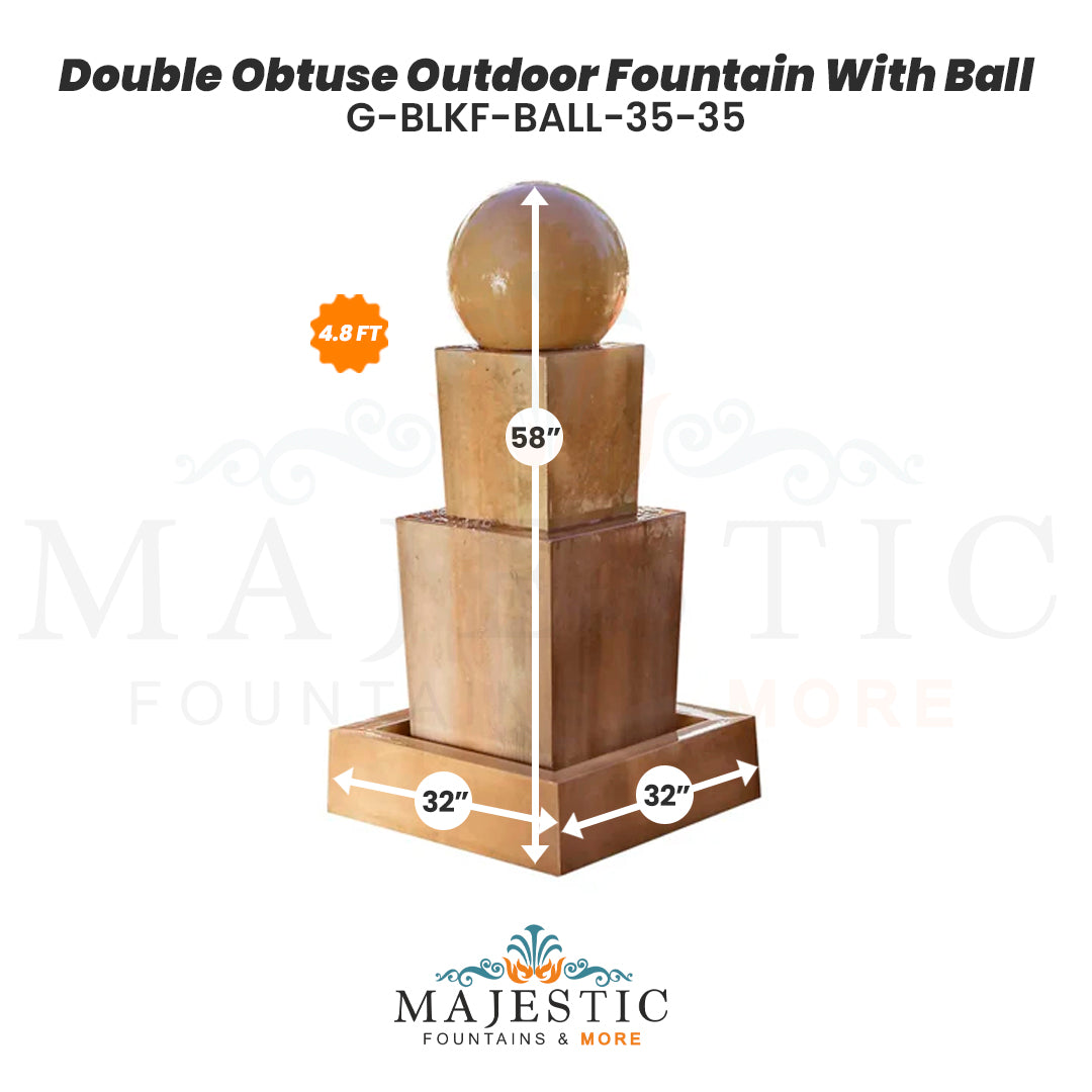 Double Obtuse Fountain With Ball - by Gist G-OBTDF-BALL-35 - Majestic Fountains