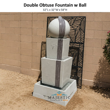 Double Obtuse Fountain w Ball in Ash Grey finish - Majestic Fountains