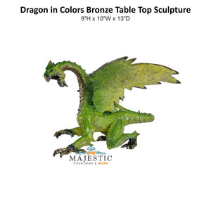 Dragon in Colors Bronze Table Top Sculpture - Majestic Fountains & More
