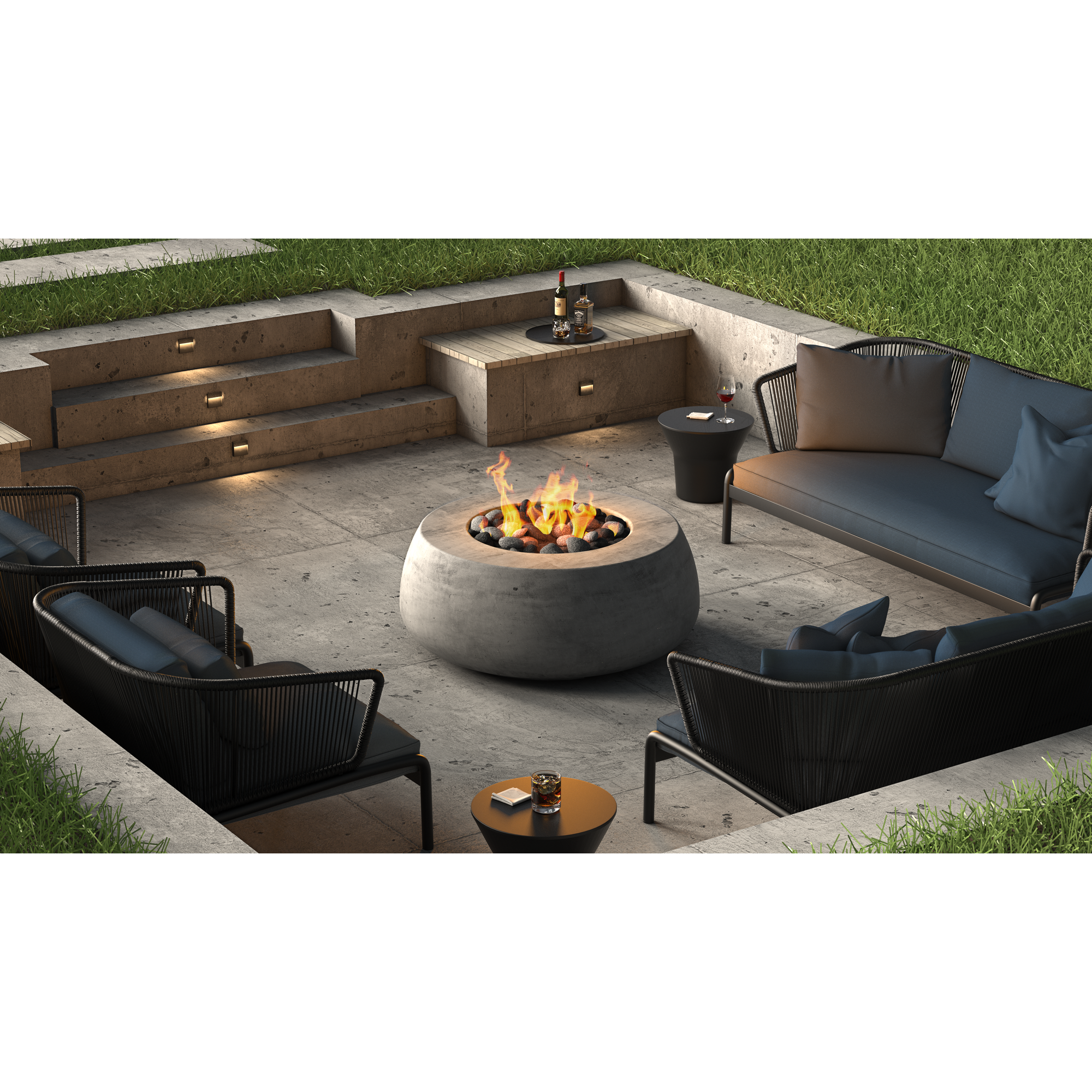 Dune Fire Table in GFRC Concrete by Prism Hardscapes - Majestic Fountains