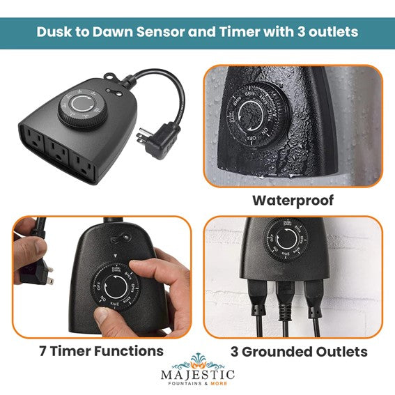 Dusk_to_Dawn_Sensor_and_Timer_with_3_outlets_-_Majestic_Fountains_and_More
