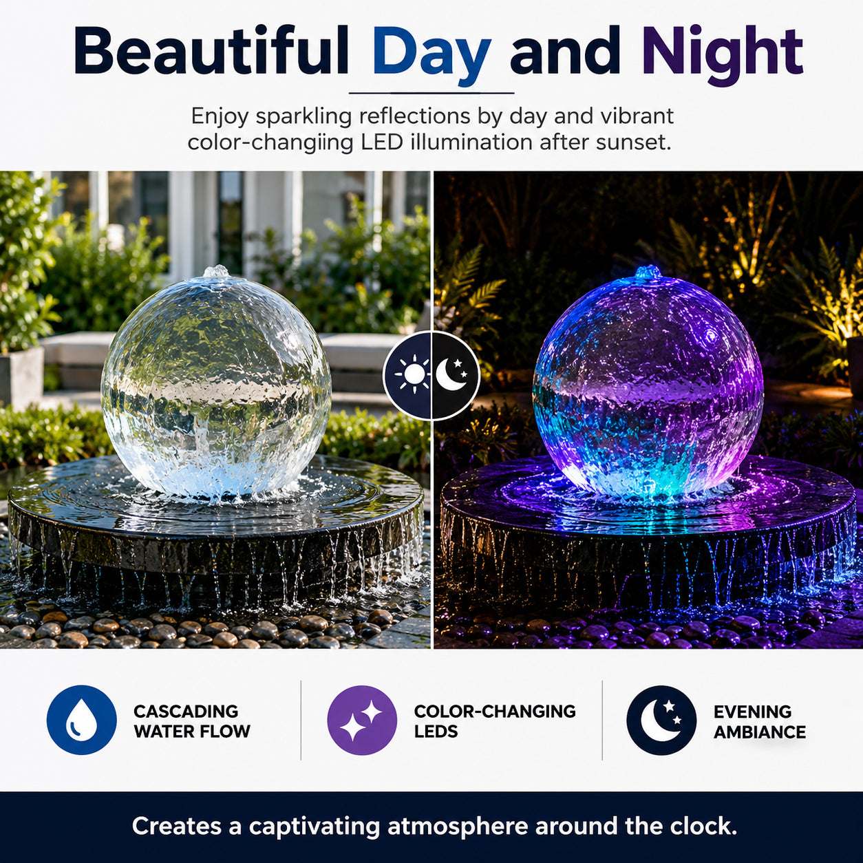 24 Crystal Sphere Fountain - Complete Fountain Kit - Majestic Fountains