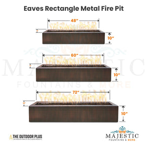 Eaves Rectangle Metal Fire Pit Size - Majestic Fountains and More