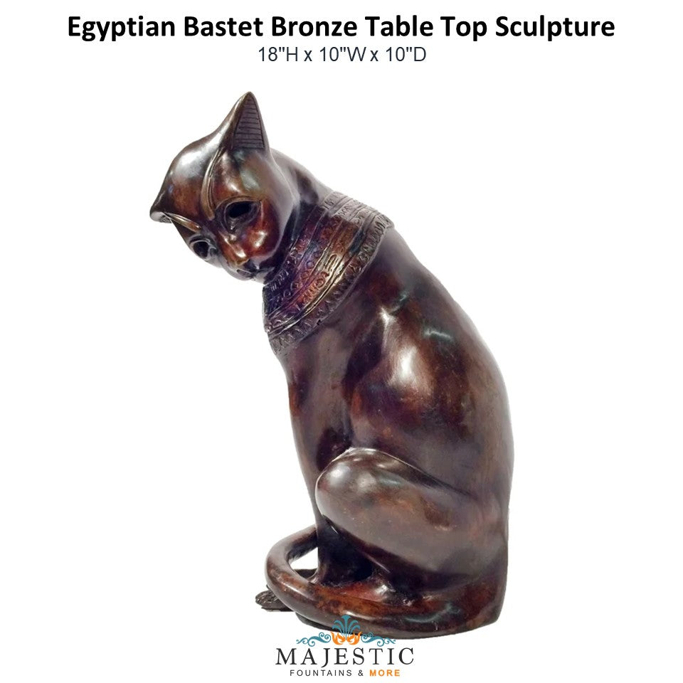 Egyptian Bastet Bronze Table Top Sculpture - Majestic Fountains and More