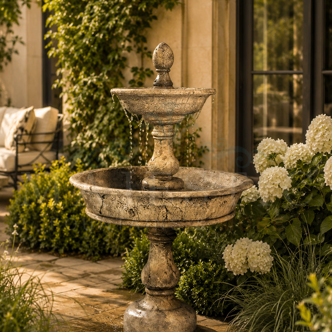 Ercolano Two-Tier Concrete Outdoor Fountain - #186 - Majestic Fountains