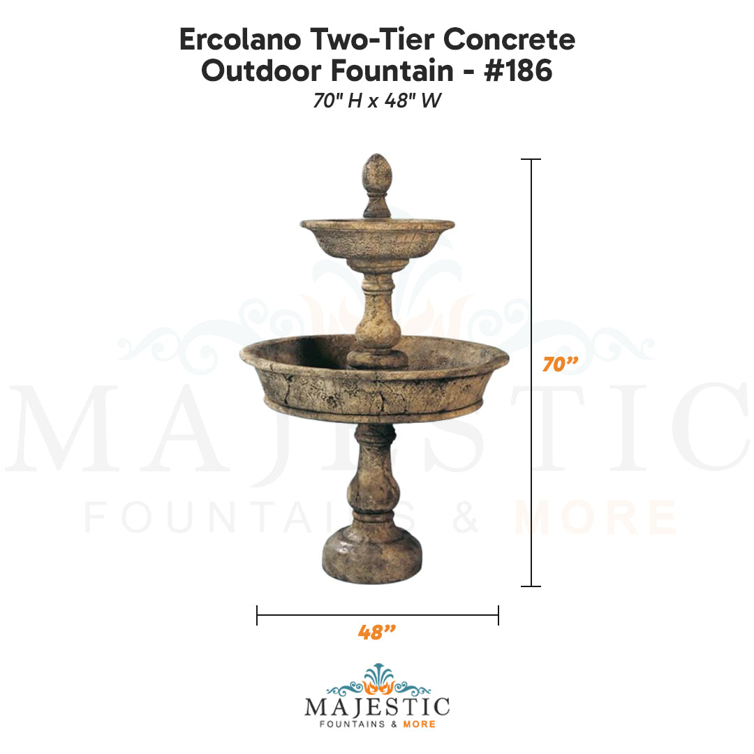 Ercolano Two-Tier Concrete Outdoor Fountain - #186 - Majestic Fountains