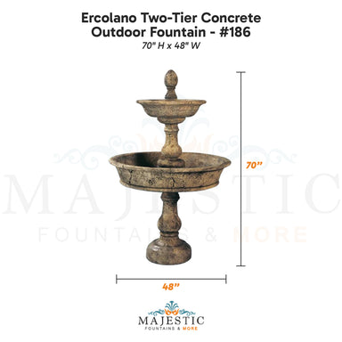 Ercolano Two-Tier Concrete Outdoor Fountain - #186 - Majestic Fountains