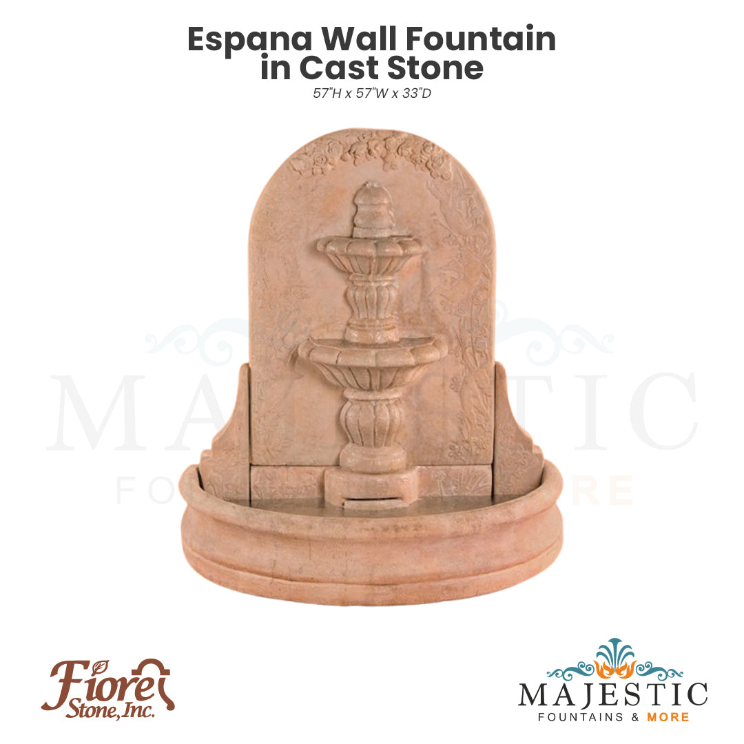 Espana Wall Fountain in Cast Stone - Fiore Stone 2091-FWS - Majestic Fountains
