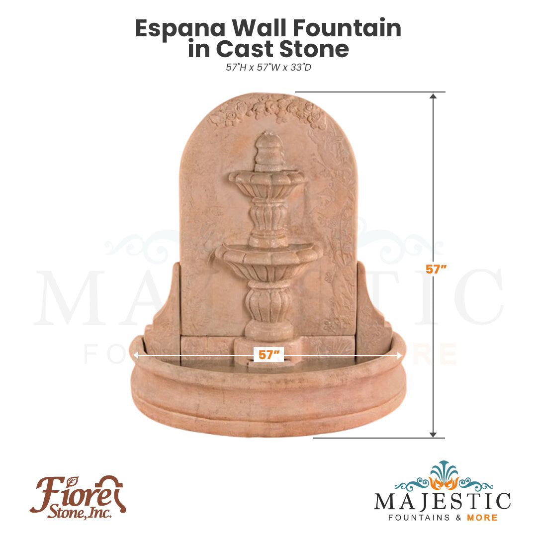 Espana Wall Fountain in Cast Stone - Fiore Stone 2091-FWS - Majestic Fountains