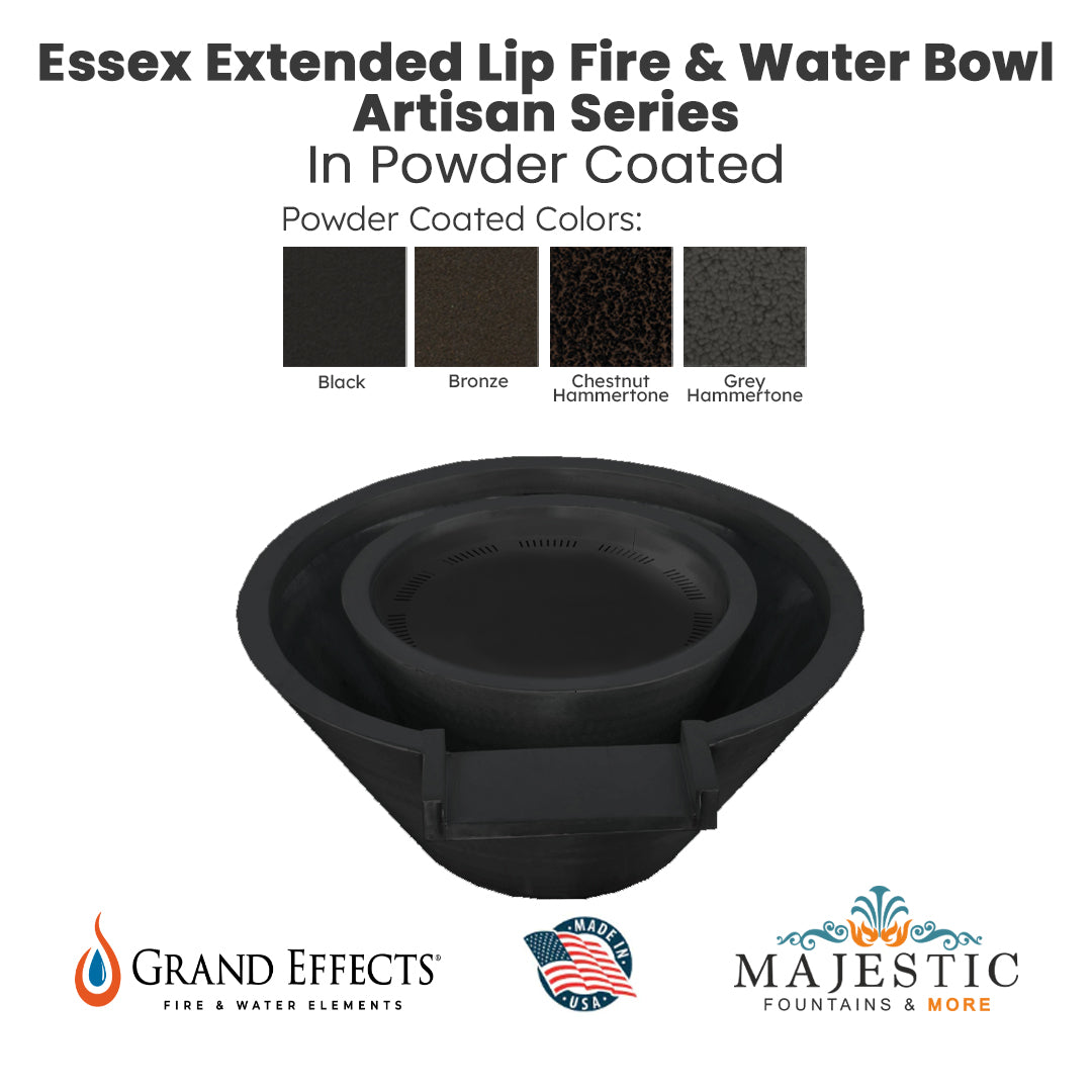 Essex Extended Lip Fire _ Water Bowl Artisan Series - Majestic Fountains