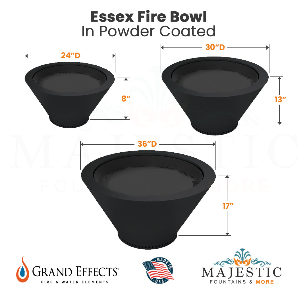 Essex Fire Bowl in Powder Coated by Grand Effects Majestic Fountains
