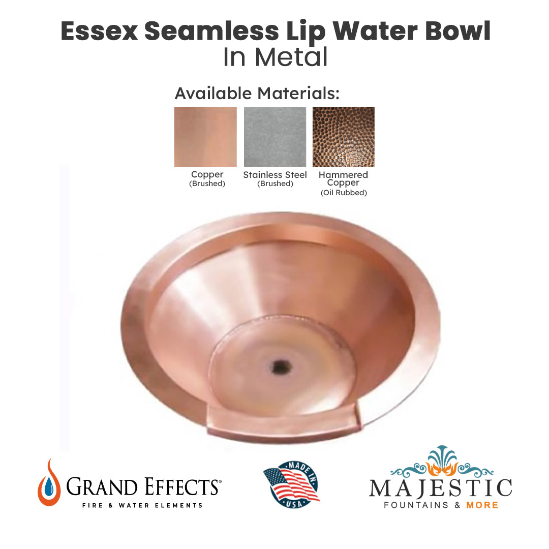 Essex Seamless Lip Water Bowl in Metal- Majestic Fountains