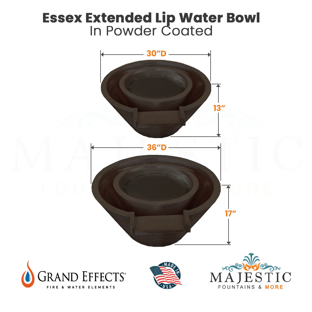 Essex Extended Lip Fire & Water Bowl Artisan Series  - Majestic Fountains
